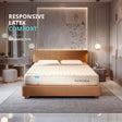 Circadia mattress on a bed in a modern bedroom with 'Responsive Latex Comfort' text.