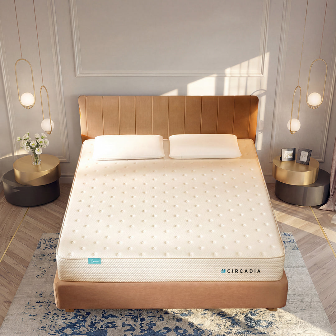 Bed with Circadia mattress in a modern bedroom setting